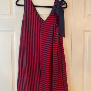 Super cute red and navy striped dress!!